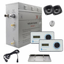 Steam Planet Superior Encore Plus 6kw Self-Draining Steam Bath Generator with Bluetooth Dual Horizontal Digital Keypad in White and a Drip Pan