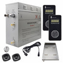 Steam Planet Superior Encore Plus 9kw Self-Draining Steam Bath Generator with Bluetooth Dual Vertical Digital Keypad in Black and a Drip Pan