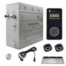 Steam Planet Superior Encore Plus 6kw Self-Draining Steam Bath Generator with Bluetooth Vertical Digital Keypad in Black and a Drip Pan
