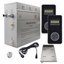 Steam Planet Superior Encore 9kw Self-Draining Steam Bath Generator Kit with Dual Vertical Digital Keypad in Black and a Drip Pan