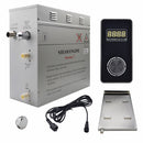 Steam Planet Superior Encore 6kw Self-Draining Steam Bath Generator Kit with Vertical Digital Keypad in Black and a Drip Pan
