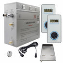 Steam Planet Superior Encore 6kw Self-Draining Steam Bath Generator Kit with Dual Vertical Digital Keypad in White and a Drip Pan