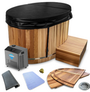62 in. 2-Person 0-Jet Cedar Cold Plunge  Ice Bath Tub/Hot Tub with 3/4 HP Powerful Chiller and Heater in Natural Finish