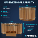 62 in. 2-Person 0-Jet Cedar Cold Plunge  Ice Bath Tub/Hot Tub with 3/4 HP Powerful Chiller and Heater in Natural Finish