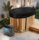 62 in. 2-Person 0-Jet Cedar Cold Plunge  Ice Bath Tub/Hot Tub with 3/4 HP Powerful Chiller and Heater in Natural Finish
