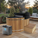 62 in. 2-Person 0-Jet Cedar Cold Plunge  Ice Bath Tub/Hot Tub with 3/4 HP Powerful Chiller and Heater in Natural Finish