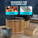 62 in. 2-Person 0-Jet Cedar Cold Plunge  Ice Bath Tub/Hot Tub with 1 HP Powerful Chiller and Heater in Natural Finish