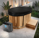 62 in. 2-Person 0-Jet Cedar Cold Plunge  Ice Bath Tub/Hot Tub with 1 HP Powerful Chiller and Heater in Natural Finish