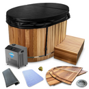 62 in. 2-Person 0-Jet Cedar Cold Plunge  Ice Bath Tub/Hot Tub with 1 HP Powerful Chiller and Heater in Natural Finish