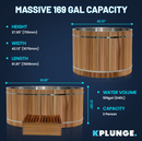 62 in. 2-Person 0-Jet Cedar Cold Plunge Ice Bath/Hot Tub with 24 in. Depth and 169 Gal. Capacity in Natural Finish