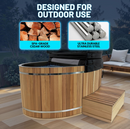 62 in. 2-Person 0-Jet Cedar Cold Plunge Ice Bath/Hot Tub with 24 in. Depth and 169 Gal. Capacity in Natural Finish