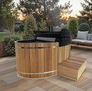 62 in. 2-Person 0-Jet Cedar Cold Plunge Ice Bath/Hot Tub with 24 in. Depth and 169 Gal. Capacity in Natural Finish
