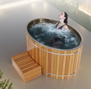 62 in. 2-Person 0-Jet Cedar Cold Plunge Ice Bath/Hot Tub with 24 in. Depth and 169 Gal. Capacity in Natural Finish