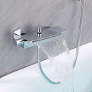Waterfall Bathtub Faucet Wall Mount with 24″ Slider and Hand Held Shower Chrome