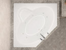 Venzi Ambra 60 x 60 Corner Whirlpool Jetted Bathtub with Center Drain By Atlantis