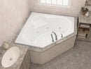 Venzi Ambra 60 x 60 Corner Whirlpool Jetted Bathtub with Center Drain By Atlantis