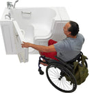 Ella Wheelchair Transfer 26"x52" Acrylic Soaking Walk In Bathtub Left Outward Swing Door Heated Seat 2 Piece Fast Fill Faucet 2" Dual Drain
