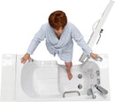 Ella Wheelchair Transfer 26"x52" Acrylic Soaking Walk In Bathtub Left Outward Swing Door Heated Seat 2 Piece Fast Fill Faucet 2" Dual Drain