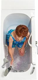 Ella Wheelchair Transfer 26"x52" Acrylic Soaking Walk In Bathtub Left Outward Swing Door Heated Seat 2 Piece Fast Fill Faucet 2" Dual Drain