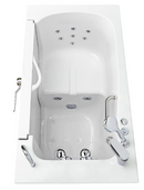 Ella Wheelchair Transfer 30"x52" Acrylic Hydro Massage Walk-In Bathtub with Right Outward Swing Door 2 Piece Fast Fill Faucet 2" Dual Drain