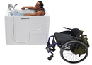 Ella Wheelchair Transfer 30"x52" Acrylic Hydro Massage Walk-In Bathtub with Right Outward Swing Door 2 Piece Fast Fill Faucet 2" Dual Drain