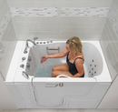 Ella Wheelchair Transfer 36"x55" Acrylic Hydro Massage with Independent Foot Massage Walk In Bathtub Left Door 5 Piece Fast Fill Faucet 2" Dual Drain