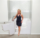 Ella Wheelchair Transfer 36"x55" Acrylic Hydro Massage with Independent Foot Massage Walk In Bathtub Left Door 5 Piece Fast Fill Faucet 2" Dual Drain