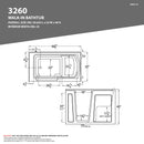 Venzi 32 x 60 walk-in bathtub dimension drawing with measurements