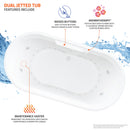 Venzi Sole 33.5 x 67 freestanding air and whirlpool jetted bathtub feature graphic