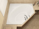 Venzi Stella 60 x 60 corner soaking bathtub installed in a bathroom