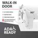 Venzi 32 x 60 walk-in air jetted bathtub, left drain, white feature graphic