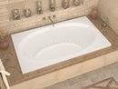Venzi Viola 42 x 72 rectangular soaking bathtub installed in a bathroom
