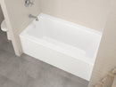 Venzi Madre 32 x 60 front skirted soaking bathtub installed in a bathroom
