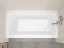 Venzi Madre 30 x 60 front skirted whirlpool bathtub installed in a bathroom