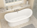 Venzi Midas 32.5 x 70.5 freestanding soaking bathtub in a bathroom