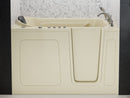 Venzi 32 x 60 walk-in whirlpool and air jetted bathtub, right drain, biscuit in a bathroom