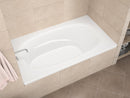 Venzi Talia 42 x 72 rectangular soaking bathtub installed in a bathroom
