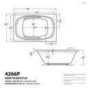 Venzi Talia 42 x 66 rectangular air & whirlpool bathtub dimension drawing with measurements