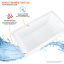 Venzi Villa 30 x 60 rectangular air jetted bathtub feature graphic