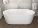 Venzi Padre 33 x 67 freestanding air and whirlpool jetted bathtub in a bathroom