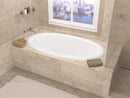 Venzi Vino 42 x 70 oval soaking bathtub installed in a bathroom