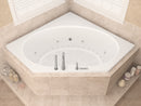 Venzi Grand Tour Luna 60 x 60 corner air & whirlpool bathtub installed in a bathroom