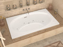 Venzi Grand Tour Viola 43 x 84 rectangular air & whirlpool bathtub installed in a bathroom