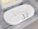 Venzi Aline 41 x 70 oval air & whirlpool bathtub installed in a bathroom