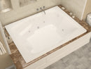 Venzi Capri 54 x 72 rectangular whirlpool bathtub installed in a bathroom
