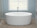 Venzi Sole 33.5 x 67 freestanding air and whirlpool jetted bathtub in a bathroom
