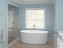 Venzi Sole 33.5 x 67 freestanding air and whirlpool jetted bathtub in a bathroom