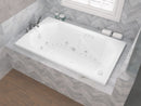 Venzi Irma 36 x 60 rectangular air & whirlpool bathtub installed in a bathroom