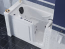 Venzi 30 x 60 walk-in whirlpool and air jetted bathtub, right drain, white in a bathroom