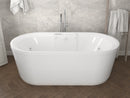 Venzi Grand Tour Padre 33 x 67 freestanding air and whirlpool jetted bathtub in a bathroom
